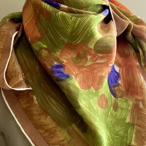 Vintage IMPRESSIONISTIC , mid century silk scarf.